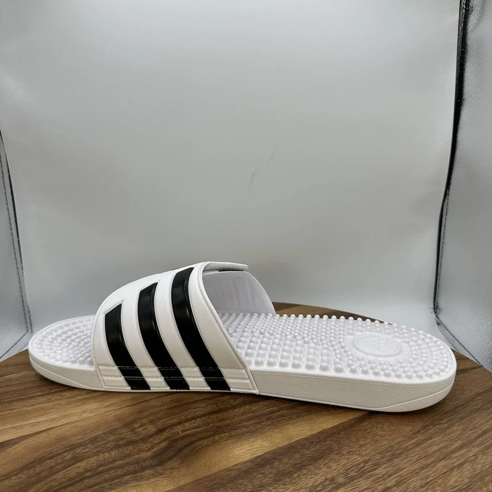 Adidas Adissage Slip On‎ Sandals Slides White Black Casual Beach F35573 Men's 17
